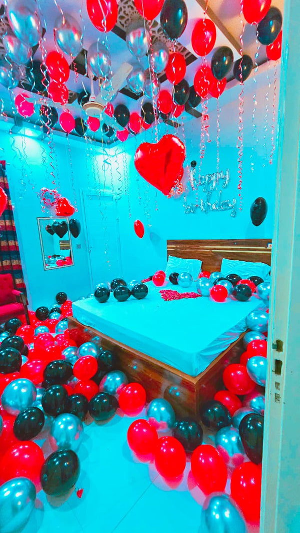 King Size Bed Decorated for a Happy Birthday Celebration